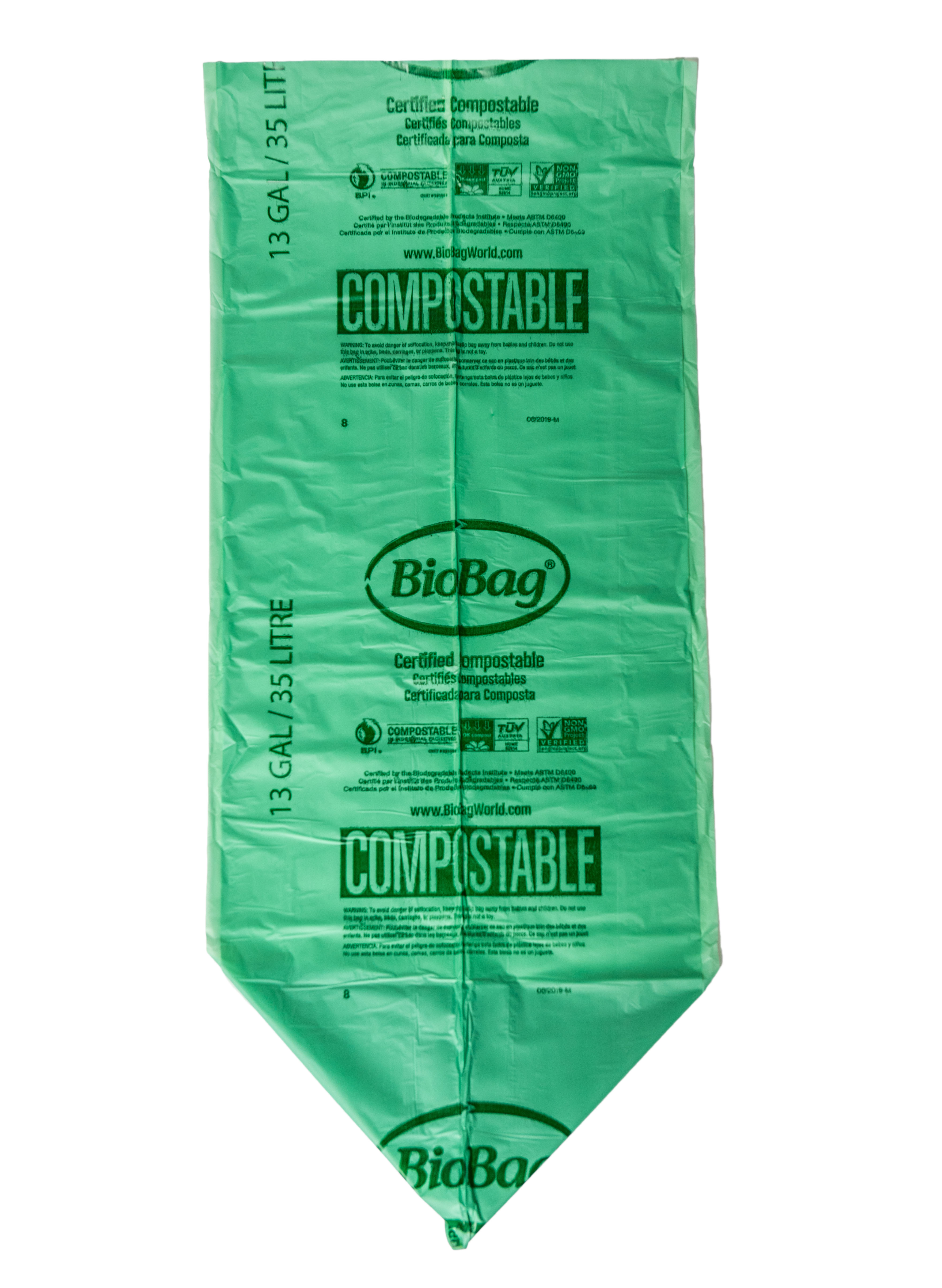 BioBag Compostable Bags - 44 Gallon Trash Can Liners - Case of 80 Bags