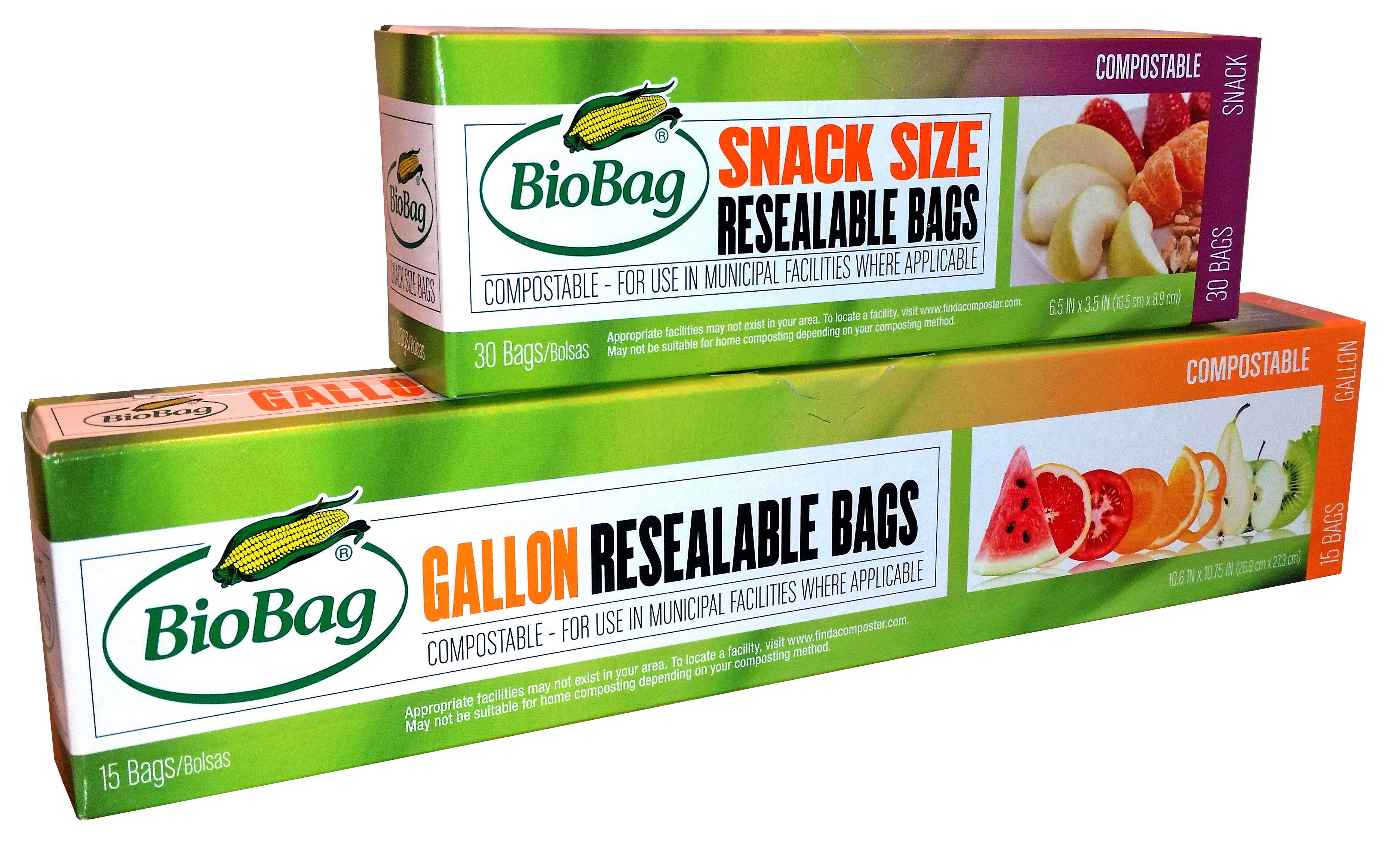 BioBag Resealable Snack and Gallon Bags